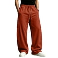 thumbnail image 2 of Dresfit Mens Wide Leg Sweat Pants Big and Tall Drawstring Baggy Sweatpants Winter Fall Solid Gym Joggers Oversized Straight Leg Y2k Pants 2XL, 2 of 7