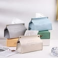 thumbnail image 3 of Godder Leather Tissue Box Rectangular Solid Color Trendy V-Port Organizer Burgundy*4.7*5.9inch, 3 of 7