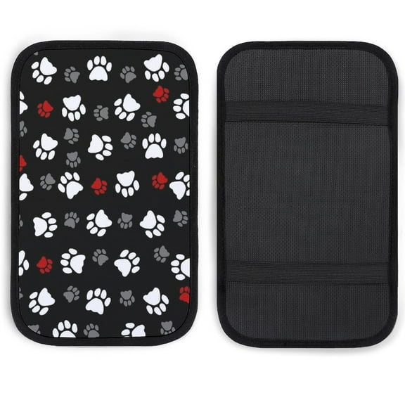 Cartoon Paw Print Universal Armrest Box Mat, Armrest Box Protector Center Console Cover Car Decoration Accessories