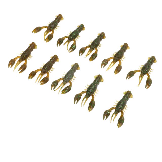 10 Pezas de Pesca Suave, Cebo de Pvc para Camarones, Señuelos Artificiales de Crawdad para Pesca de Lubina, Marrón Oscuro, un Paquete de Diez