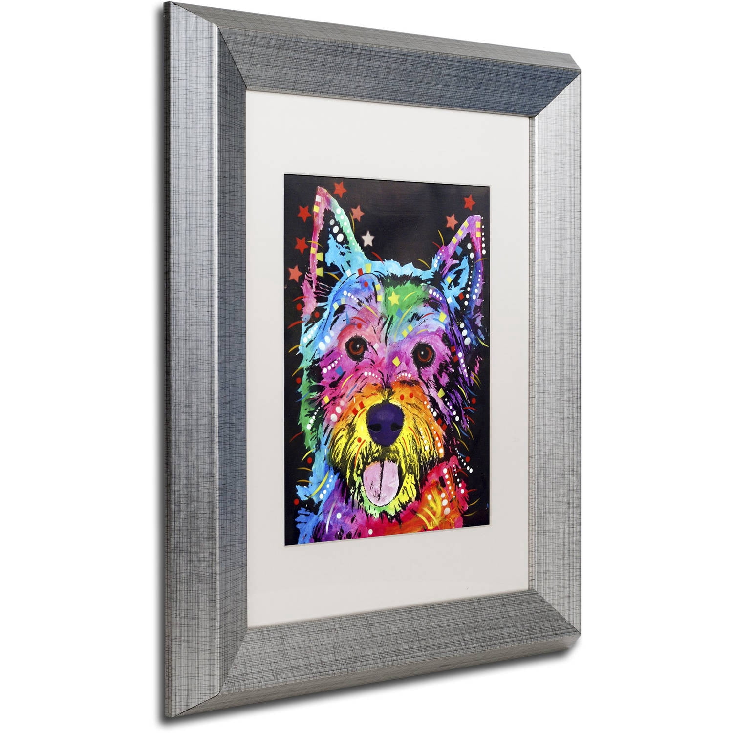 Trademark Fine Art "Westie" Canvas Art by Dean Russo, White Matte, Silver Frame