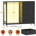 thumbnail image 7 of Homieasy Dresser with Hanging Rack & 4 Drawers, Dresser with Clothes Rack for Bedroom with LED Lights, Charging Staion, Storage Chest with Wheels, Black, 7 of 7