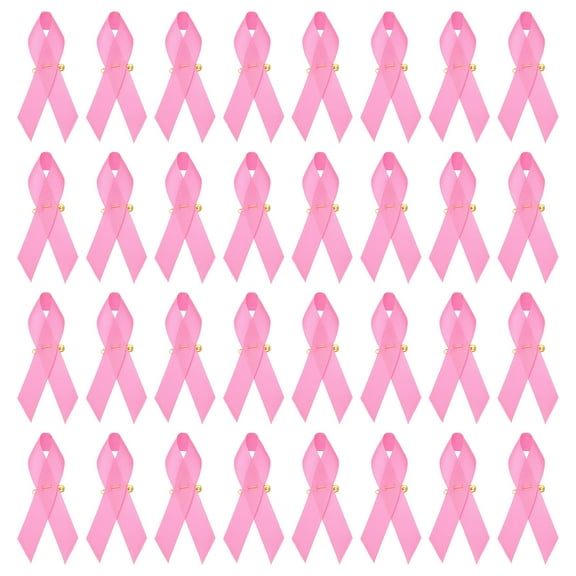 Uxcell 30 Pieces Pink Polyester Ribbon Satin Pins, Awareness Ribbon Satin with Safety Pins
