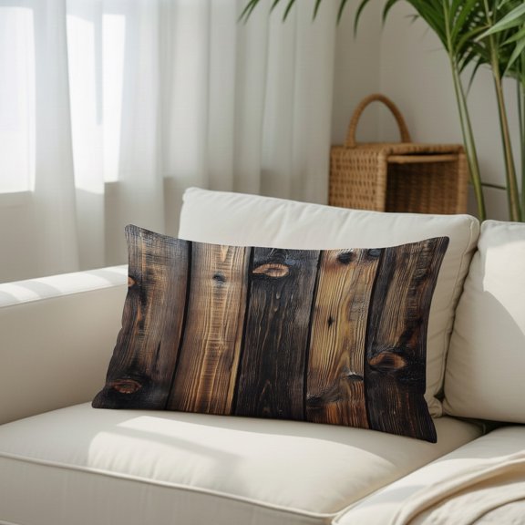 Vintage Brown Wood Grain Throw Pillow Covers, Decorative Pillow Covers With Hidden Zipper Soft Brushed Microfiber Fabric, Country Farm Wood Planks Pillowcases for Couch Bed 20x26in