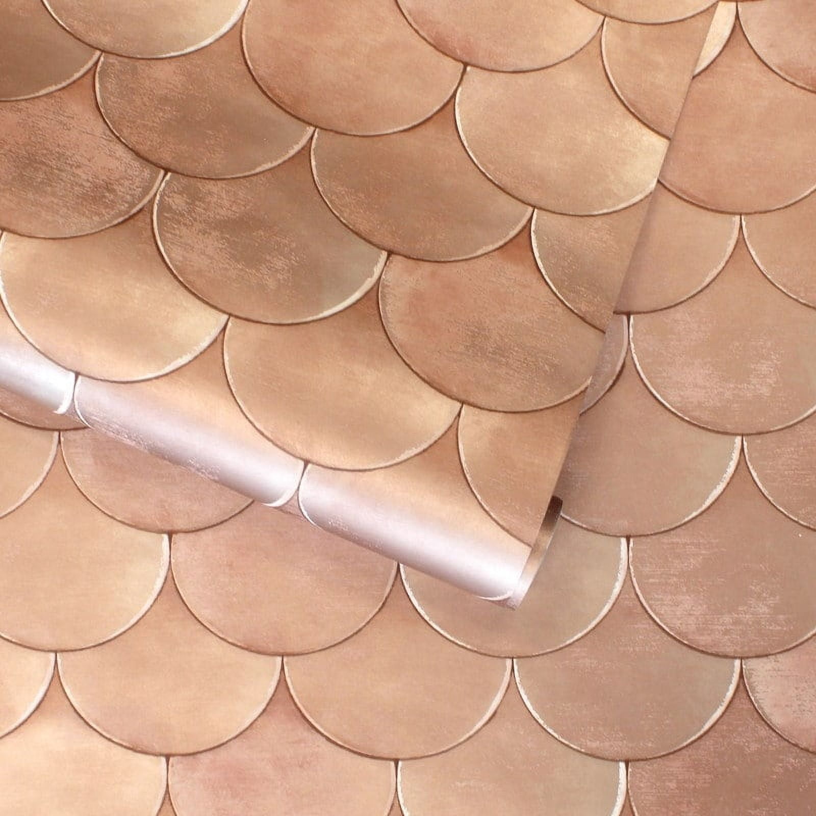 Tempaper x Genevieve Gorder Brass Belly Metallic Pink Peel and Stick Wallpaper, 20.5" x 16.5'