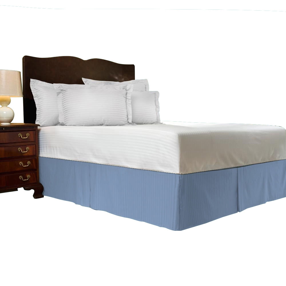 100 Egyptian Cotton 1 PCs Box Pleated BedSkirt 18 inches (Light Blue