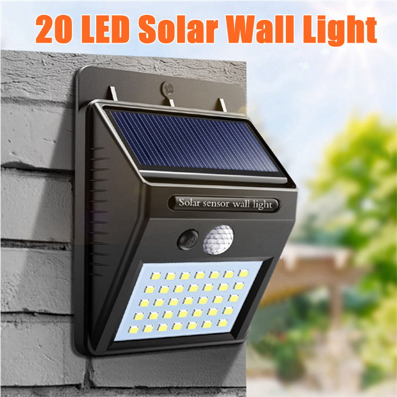 Outdoor Solar Lights Motion Sensor Wall Light Waterproof Garden Yard Lamp 20 LED 