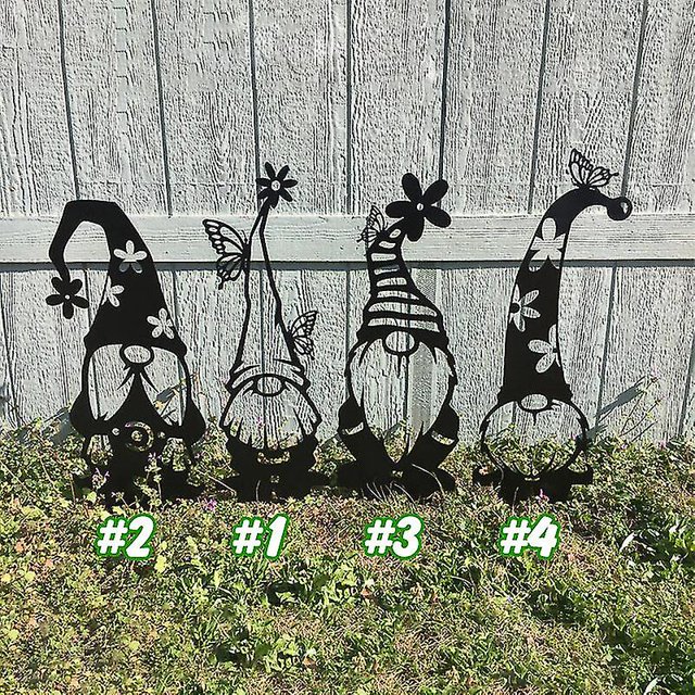 Decoración de gnomos de rama de acero, estatua de gnomos de jardín de acero ahuecado bonito, silueta de acero para BANYUO Electrónica
