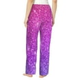 thumbnail image 3 of Kll Womens Pink Purple Glitter Print Pajama Pants Soft Pajama Bottoms For Women Cozy Lounge Pants, 3 of 9