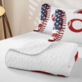 thumbnail image 4 of meiyoeat Baseball Initial C Quilt Full for Boys, Vintage USA Flag Print Full Bedspread Sets, 3pcs, 1 Comforter and 2 Pillowcases, 4 of 7