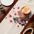 thumbnail image 2 of Valentine's Day Cotton Linen Table Runner for Dining Kitchen, Love Gnomes Bow Red and Black Plaid Beige Wedding Outdoor Party Tablerunners, Dresser Scarf Coffee Tablecloth Runners 13x48 Inches, 2 of 8