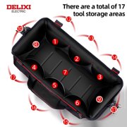 18 Heavy Duty Tool Bag with 14 Pockets, Durable Organizer Tote with Shoulder Strap & Non-Slip Rubber Bottom
