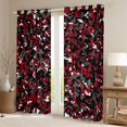 thumbnail image 2 of Castle Fairy Geometric Camouflage Blackout Curtains Set of 2 (52x84 Each) for Adults Female Men,Black Red Camo Window Curtains,Abstract Plaid Grid Curtains and Drapes,Microfiber Bedroom Decor, 2 of 6