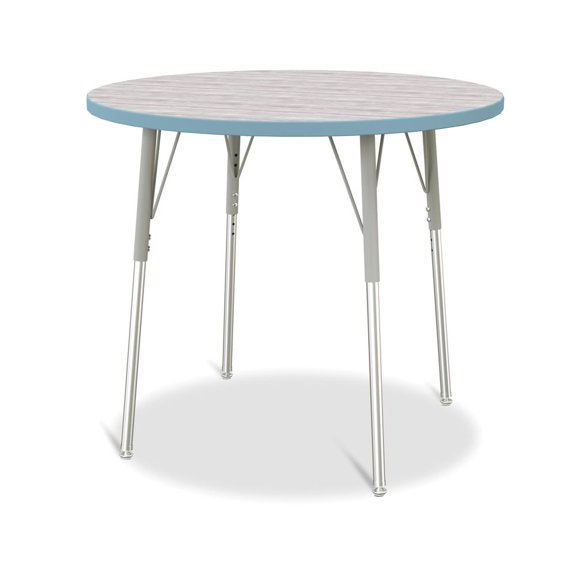 Berries Round Activity Table - 36 inch Diameter, A-height - Driftwood Gray/Key Lime/Gray