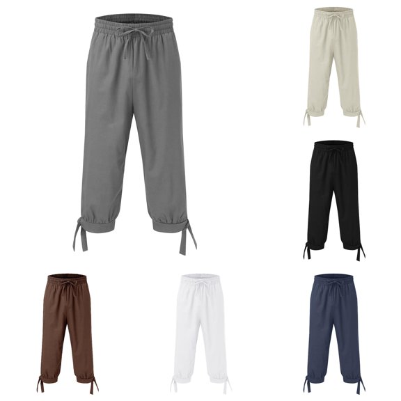LiuXxxx Mens Leisure Solid Color and Five Point Pocket Button Zipper Lace Up Shorts Pants Grey XL