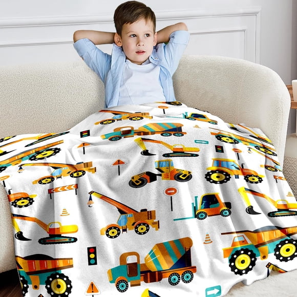 Manta Infantil Wajade 127x152 cm de Forro Polar Suave con Estampado de Camión