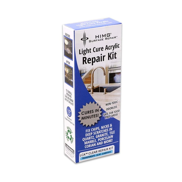 Clear - Quartz Countertop Repair Kit - Granite Repair Kit - Upgraded Chip Repair Kit for Quartz, Granite, Marble, Corian, Porcelain, Acrylic, Edge Ch