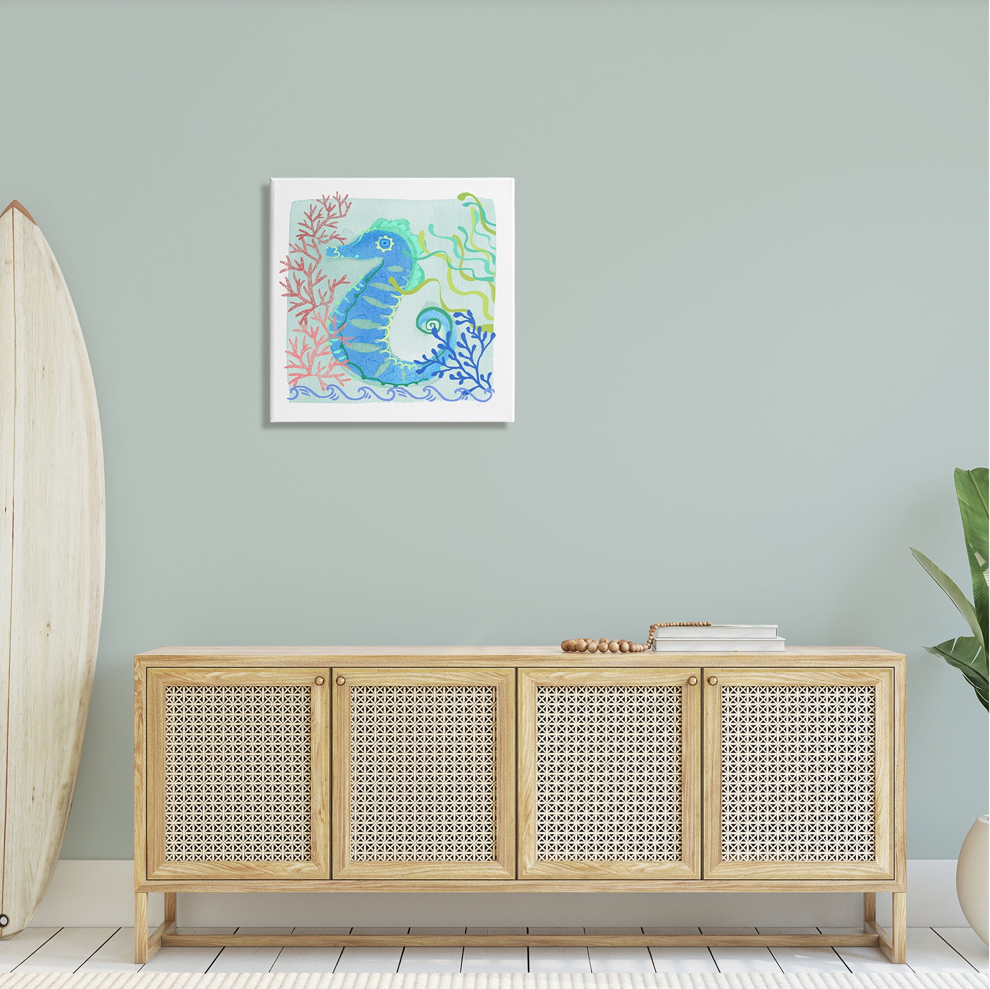 Stupell Industries Funky Seahorse Portrait Layered Sea Life Botanicals Graphic Art Gallery Wrapped Canvas Print Wall Art, Design by unknown