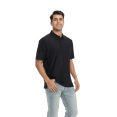 thumbnail image 2 of Zfeel Men's Stretch Polo Shirt Z7739, Polo for Men's, Smooth Nylon-Spandex, Snap Buttons, Black, 3XL, 2 of 5