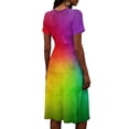 thumbnail image 6 of AHMOMEI Midi Dress for Women Summer Beach Vacation Wrap V Neck Swing Dresses for Women Trendy Loose Tie-Dye Short Sleeve Dresses, 6 of 6