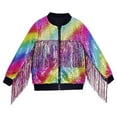 thumbnail image 4 of MEZZALL Kids Girls Fringe Sequin Jacket Long Sleeve Casual Coats Fashionable Outerwear Elegant Party Wear Relaxed Fit Tops, 4 of 4