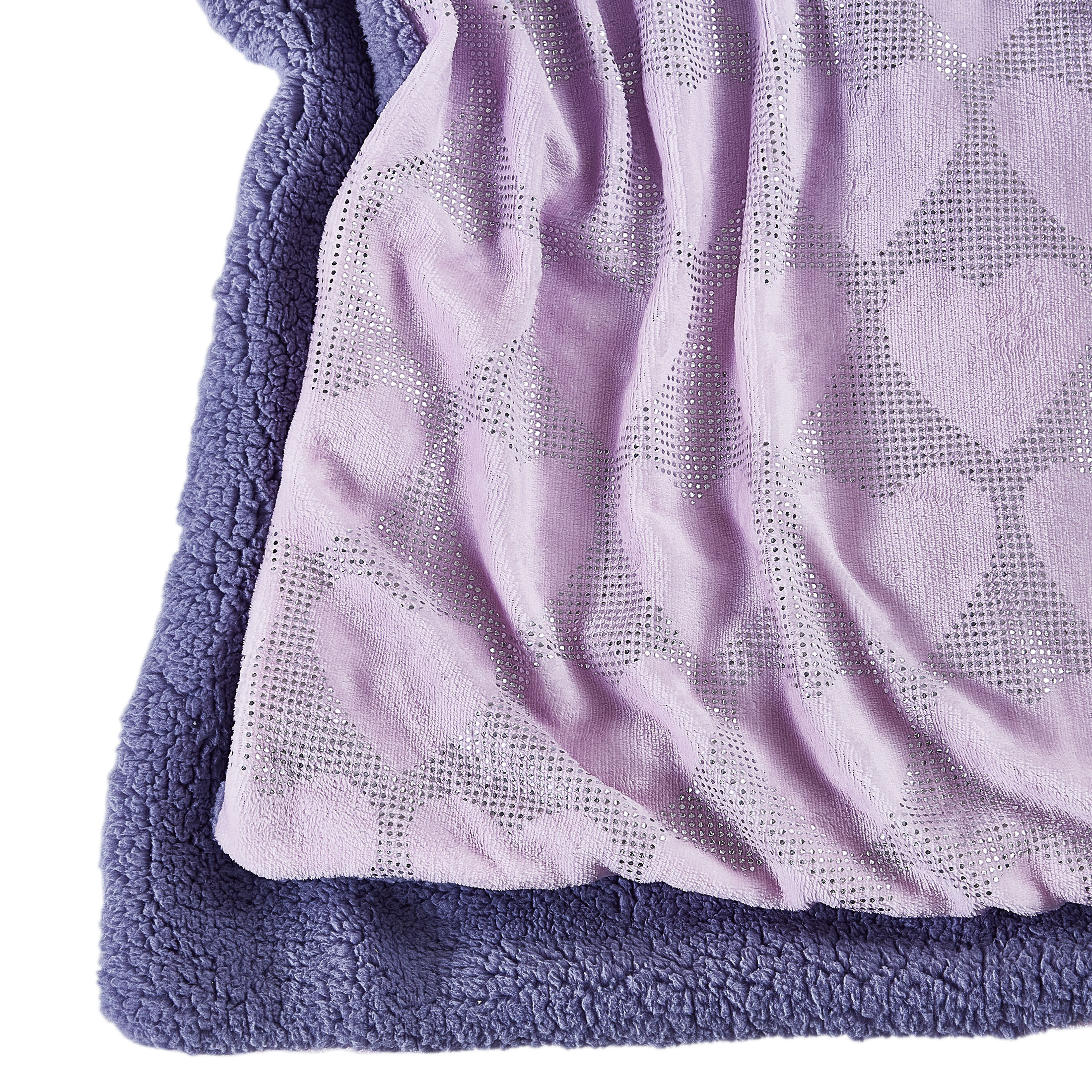 Your Zone Glimmer Hearts Sherpa Throw Blanket, Multicolor, Standard Throw