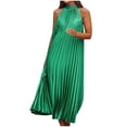 thumbnail image 2 of Ahuyic Printed Multi-Color Plus Size Dress For Women, Summer Womens' Sleeveless Halter Long Maxi Dresses,Women's Sleeveless Dual Color Soft Pleated A-Line Wedding Guest Dress, 2 of 5