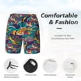 thumbnail image 3 of Yiaed Colorful Carp Streamer Print Mens Swim Trunks Bathing Suit Compression Liner Beach Swim Shorts Swimwear Quick Dry Zipper Pocket No-Chafing Board Short-X-Large, 3 of 6