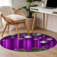 thumbnail image 5 of Purple Christmas Round Area Rug 4 FT, Non Slip Indoor Outdoor Rug, Xmas Balls Botanical Snowflake Washable Soft Circular Carpet Non-Shedding Floor Mat for Coffee Table Nursery Foyer Balcony, 5 of 9