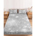 thumbnail image 2 of Twin XL Size Fitted Sheet Set - Grey Snowflake Christmas 2 Piece Bedding Sets 16" Deep Pocket Fitted Sheet with 1 Pillowcases, Winter Xmas Snowflake Gray Modern Art Microfiber Hotel Bed Sheets, 2 of 9