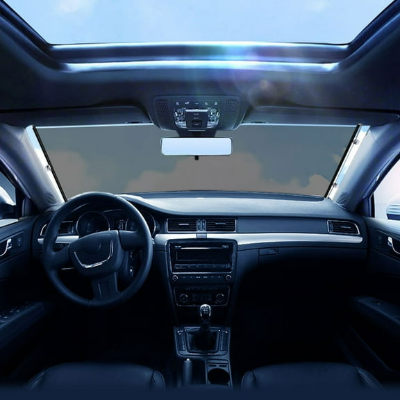 Masteelf Retractable Windshield Sun Shade for Car with Durable PVC Material and Metal Hooks Universal Fit Black