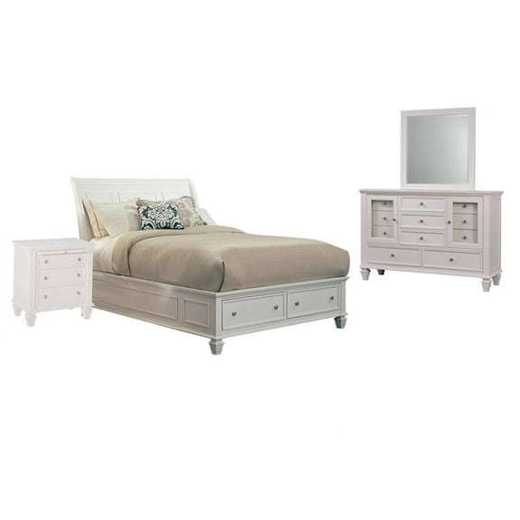 Pemberly Row 4-piece Queen Storage Wood Bedroom Set in Buttermilk