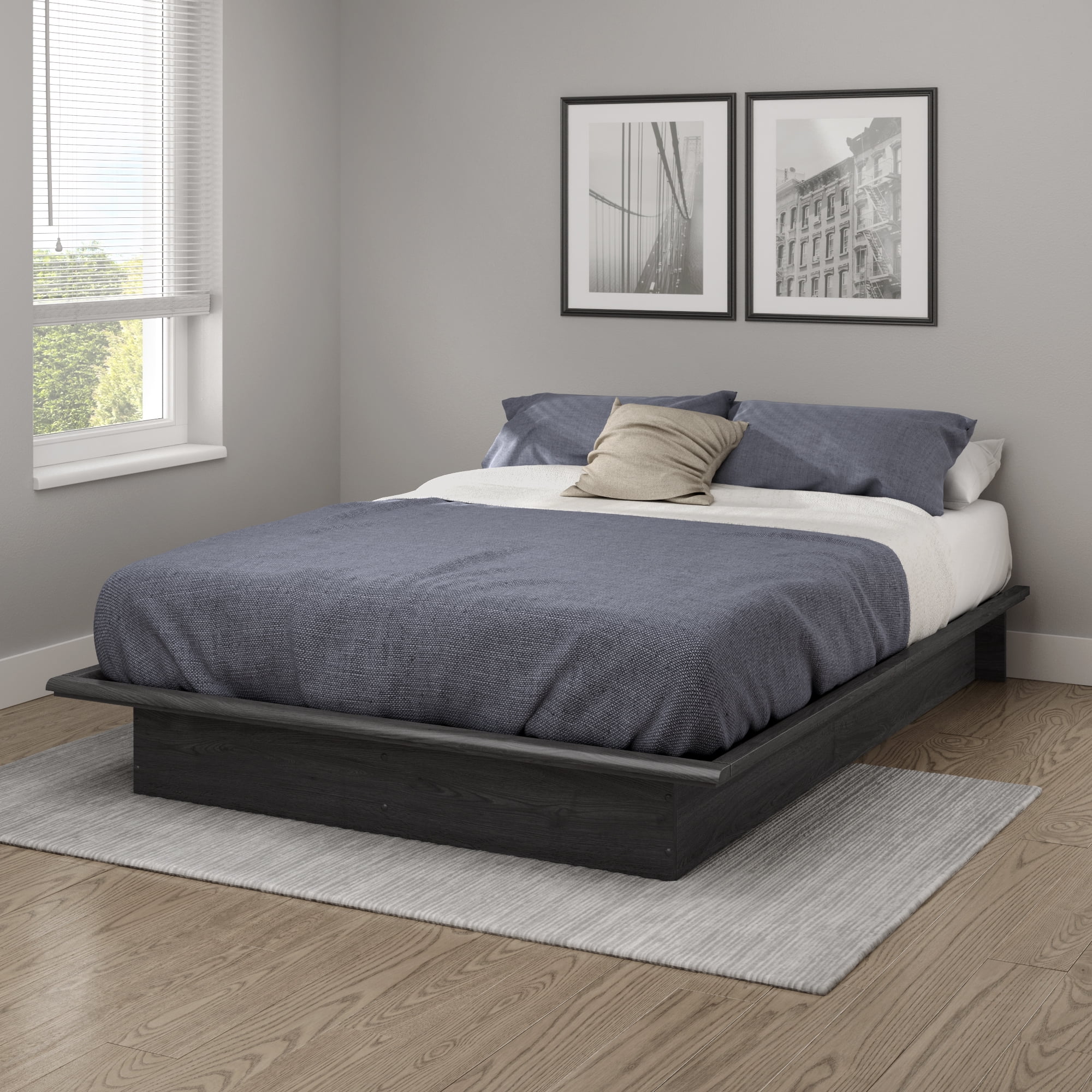South Shore Step One Full Platform Bed, in Gray Oak
