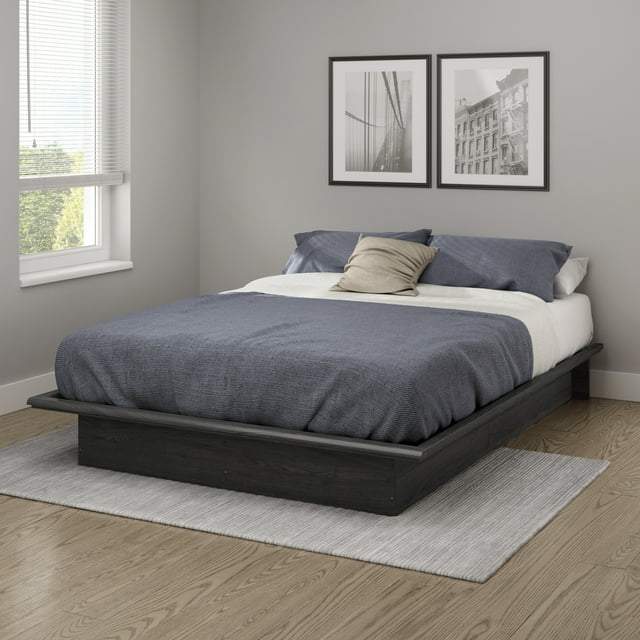 Lit plateforme Double, fini Chêne gris, collection Step One de Meubles South Shore