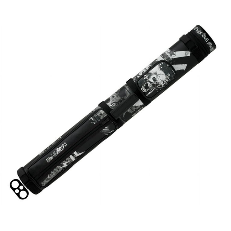 Eight Ball Mafia 2x2 Hard Pool Cue Case - Skull & Flame Design With Accessory Storage