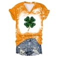 thumbnail image 1 of LSLJS Women's T-shirt Imprimé à Manches Courtes pour la Saint-Patrick, Col Rond, Manches Courtes, Col en V, 1 of 2