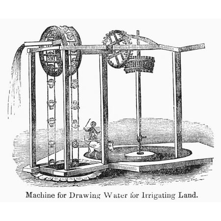 India Irrigation C1845 Na Sakia Or Machine Used In India For Drawing Water To Irrigate A Field Wood Engraving English C1845 Rolled Canvas Art -  (24 x