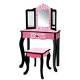 thumbnail image 1 of Teamson Kids Vanity Set Wooden Table With Mirror & Stool Black Pink, 1 of 10