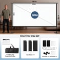 thumbnail image 5 of 120 Inch Projector Screen with Stand, All-Metal Frame Portable Projection Kit for Indoor Outdoor Home Theater, 5 of 7