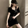thumbnail image 2 of AVAIL Summer Short Dress, Women Square Collar Short Sleeve Bag Hips Skirt, 2 of 4