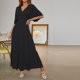 thumbnail image 5 of Vestido de manga corta para mujer Vestido sólido con cuello en V Vestido casual Fridja  bnh4709, 5 of 7