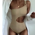 thumbnail image 4 of Traje de baño de una pieza para mujer, traje de baño de canalé ahuecado con un solo hombro, 4 of 5