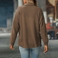 thumbnail image 4 of Stichou Womens Boyfriend Shirts Casual Long Sleeve Button Down Oversized Waffle Knit Shacket Jacket Coffee 2XL, 4 of 6