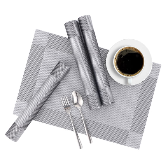 Ht Viik Placemats Set of 5 Vinyl/Plastic Woven Place Mats for Kitchen Table Indoor/Outdoor Washable Placemat Wipeable Dining Table Mats