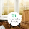 thumbnail image 2 of I’m Here For The Snacks (5 x 5“) Circle Table Sign with Acrylic Stand | Funny Workplace Phrase, 2 of 8