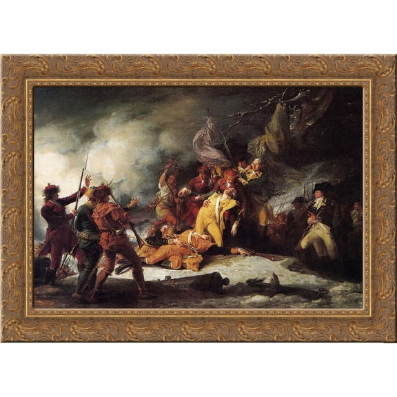 The Death of General Montgomery in the Attack on Quebec 24x18 Gold Ornate Wood Framed Canvas Art by John Trumbull