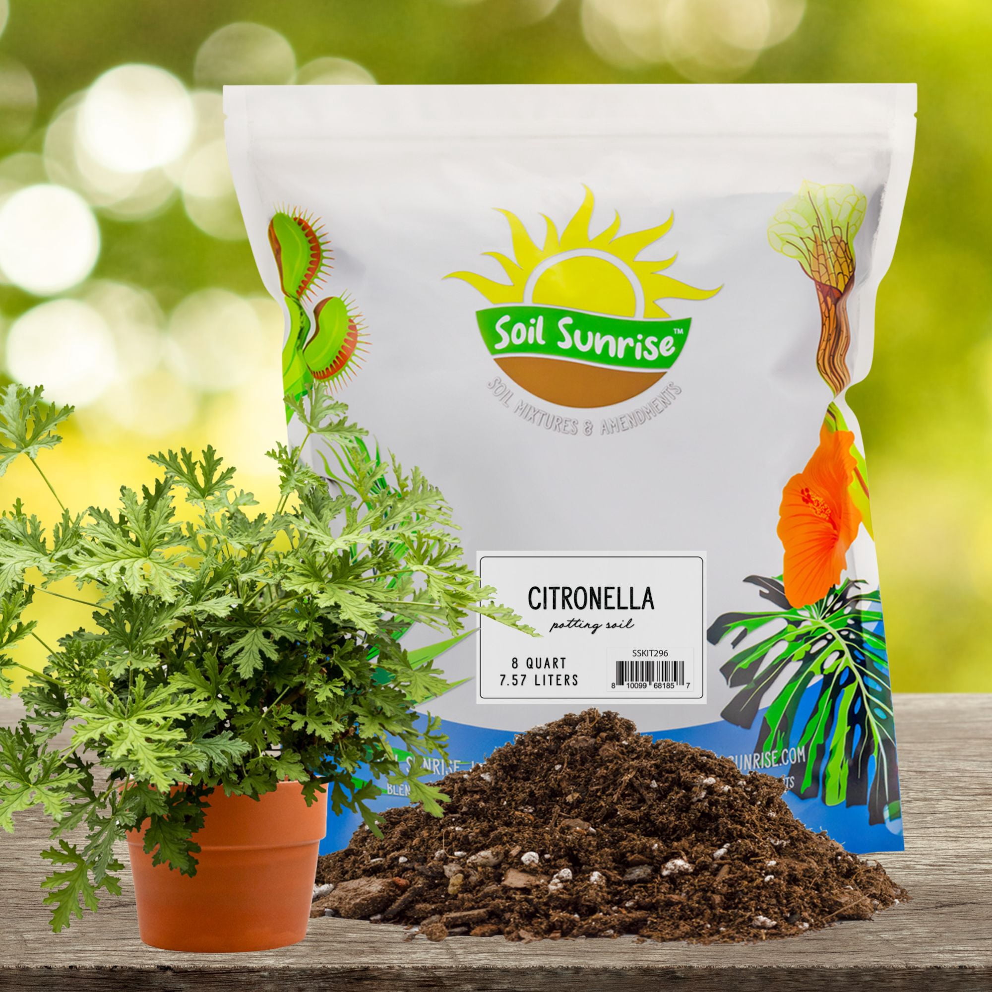 Citronella Plant Potting Soil Mix (8 Quarts), for Growing and Repotting Pelargonium Citrosum, Indoor/Outdoor Container Gardening