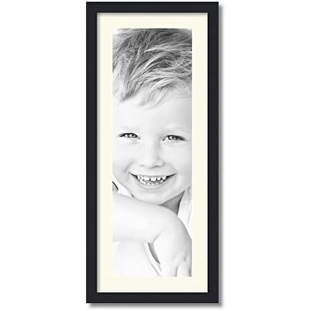 9x28 inch black picture frame with 2 inch single brilliant white mat, singlemat-frbw26079-9x28-71