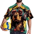 thumbnail image 4 of Retro Dog Men's Short Sleeve Beach Shirts Hawaiian Button Down Casual Summer Printed Unisex Top, 4 of 6