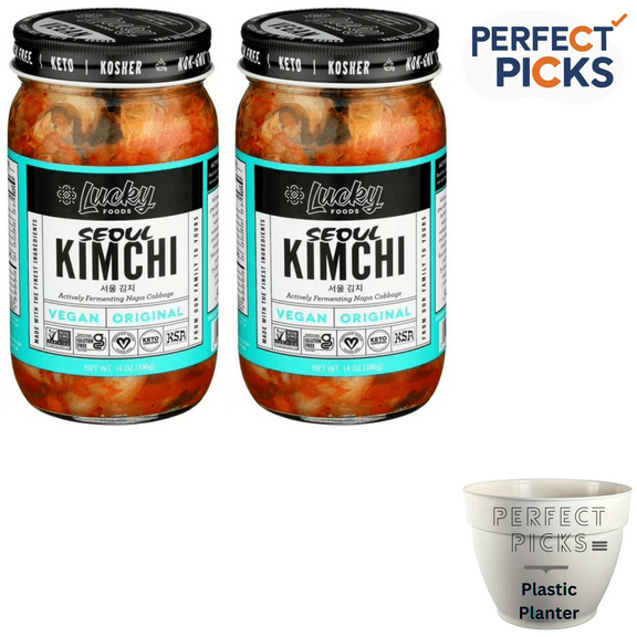 Lucky Seoul Vegan Kimchi, 14 oz Jar ( Pack of 2 )